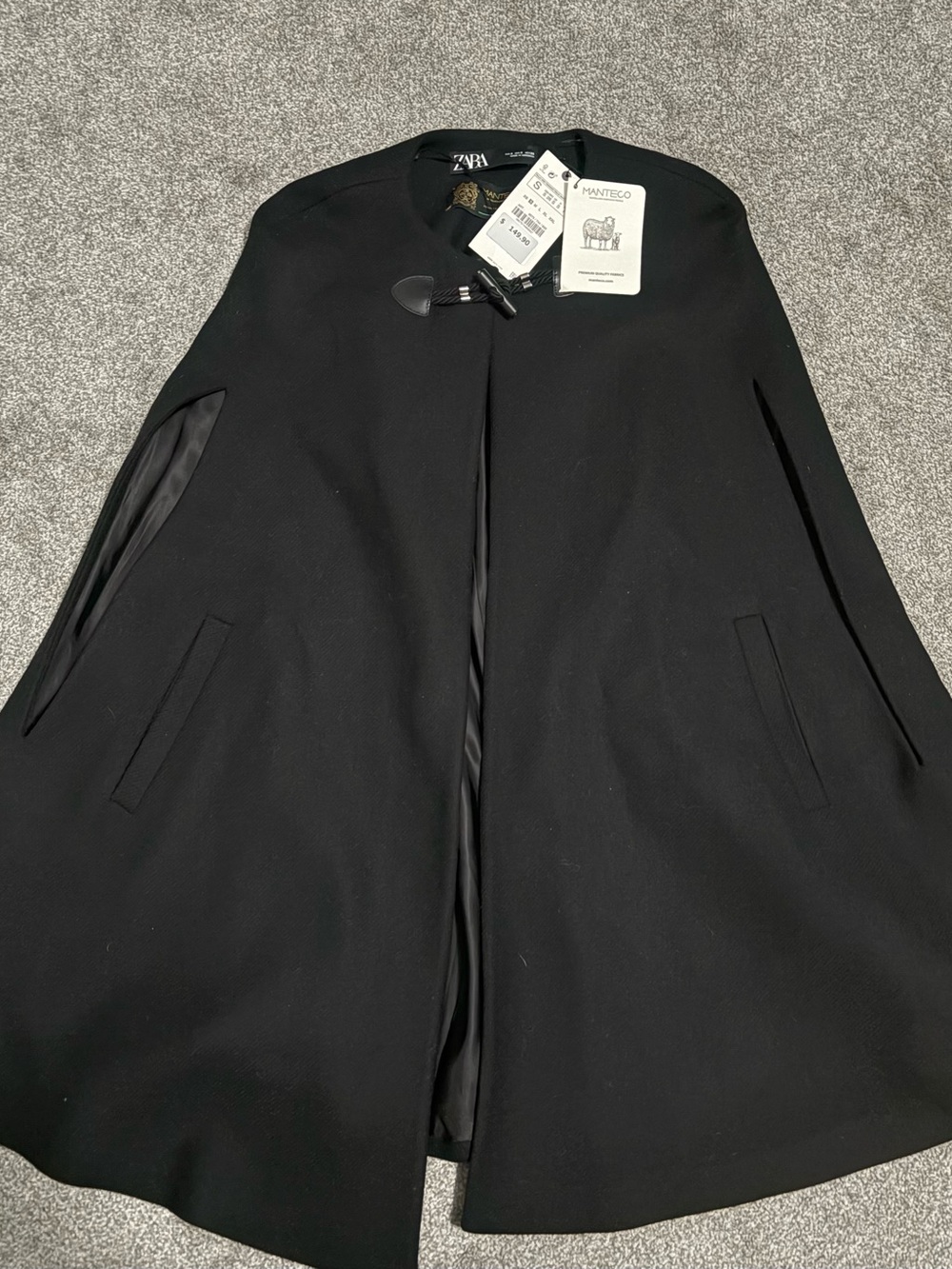Zara Black Jacket with Manteco Fabric Tag